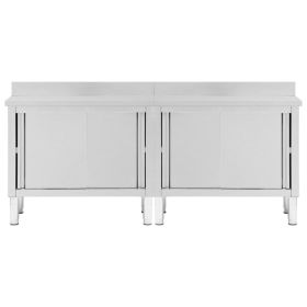 vidaXL Mese lucru uÈ™i glisante 2 buc. 200x50x(95-97)cm oÈ›el inoxidabil