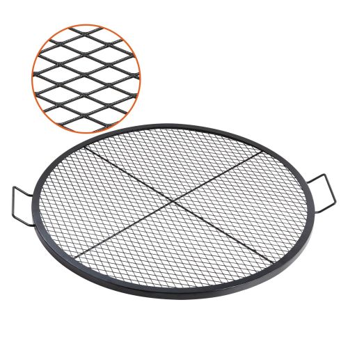 VEVOR X-Marks Fire Pit Grill Grate, Round Cooking Grate, Heavy Duty Steel Campfire BBQ Grill Grid with Handle and Support X Wire