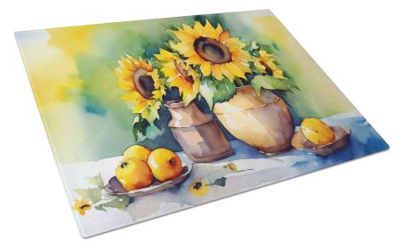NEW Sunflowers in Watercolor Glass Cutting Board Decorative Tempered Glass Kitchen Cutting and Serving Board Large Size Chopping Board