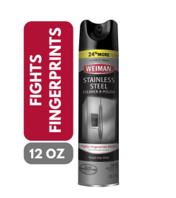 Weiman Stainless Steel Cleaner & Polish Spray for Kitchen and Home Appliances, 12 oz, Floral Scent